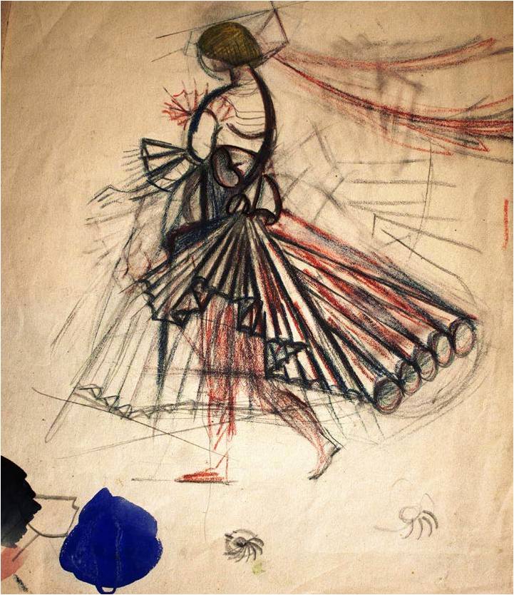 Crayon, paper , 27X28, Shalva Amiranashvili Museum of Fine Arts 