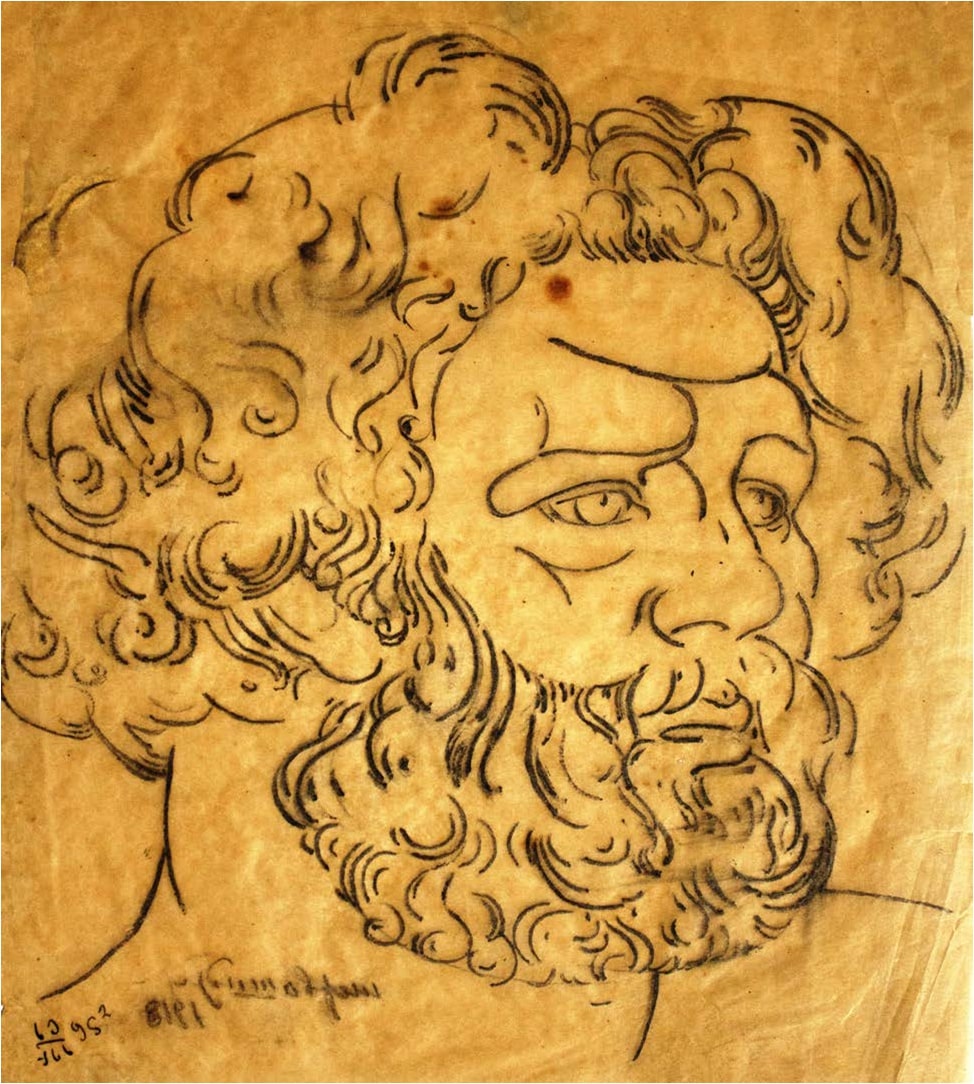 pencil, vellum, 26X25, 1918, Shalva Amiranashvili Museum of Fine Arts 