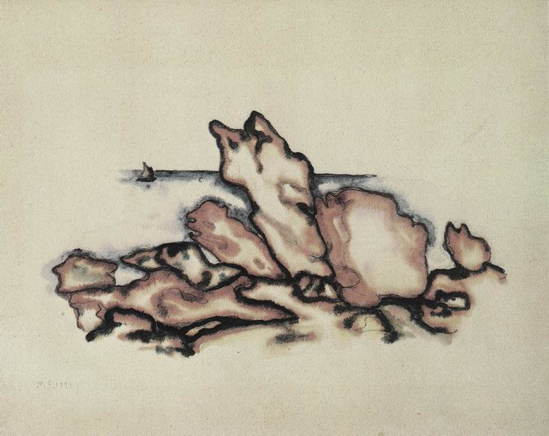 watercolor on paper, 24X28, Paris 1921; from Parastashvili collection 