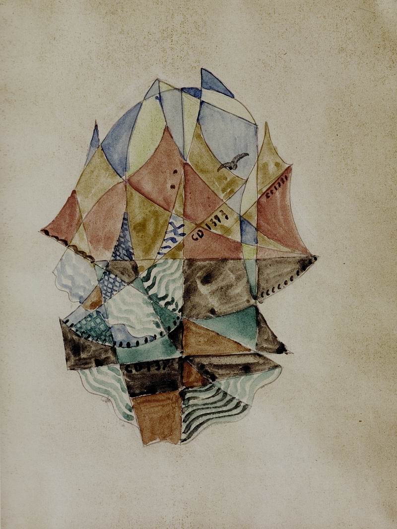 watercolor and pencil on paper 35,5X26, Paris 1921, from Parastashvili collection