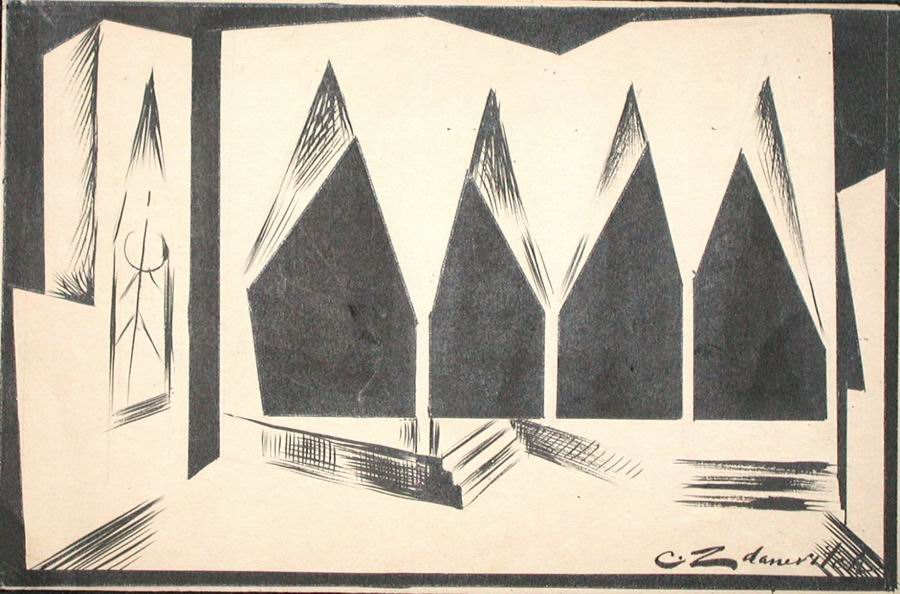 ქაღალდი, ტუში წითელი, თეატრი, თბილისი 1932