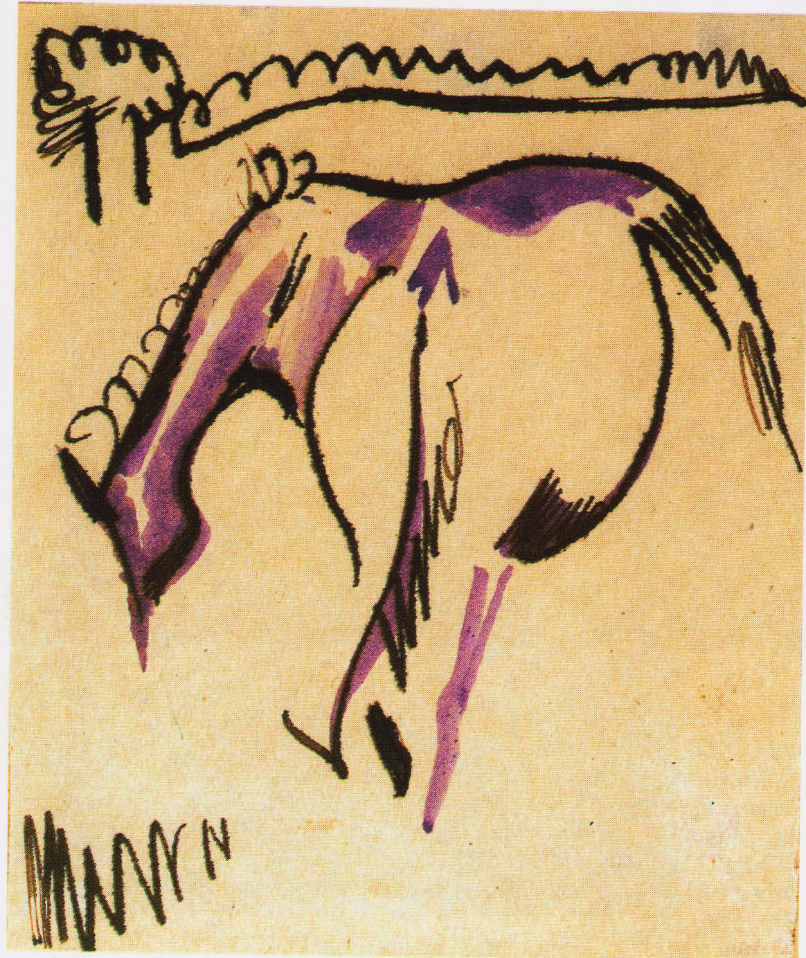 ტუში, მელანი, ქაღალდი, 10,3x8,6, 1917