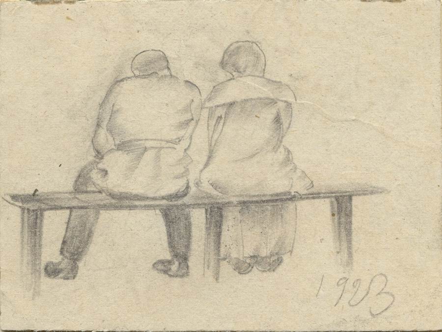 pencil on a cardboard, 6,7x9, Paris 1923