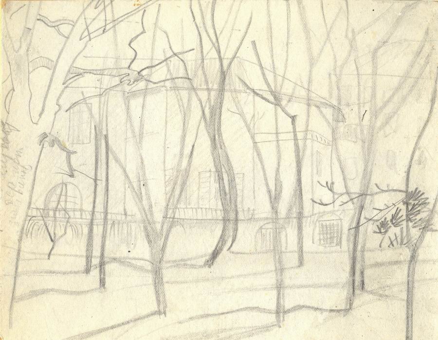 Pencil on cardboard (early period), 16,6x21,2, Paris 1925
