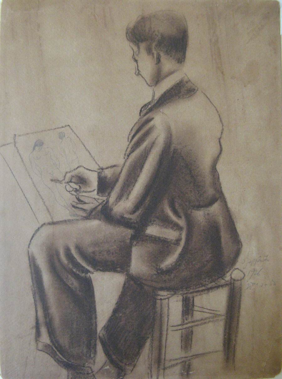 charcoal on cardboard 37,5X28, Paris 1926
