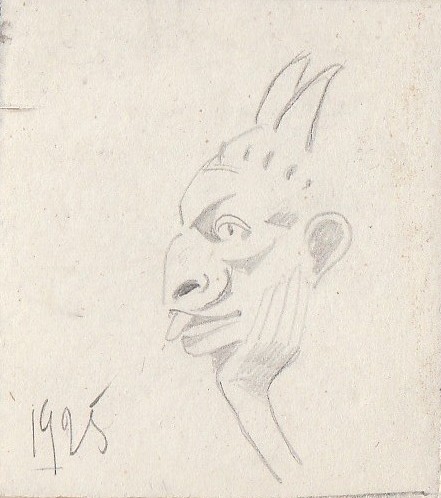 pencil on cardboard, 14x7,7, Paris 1925