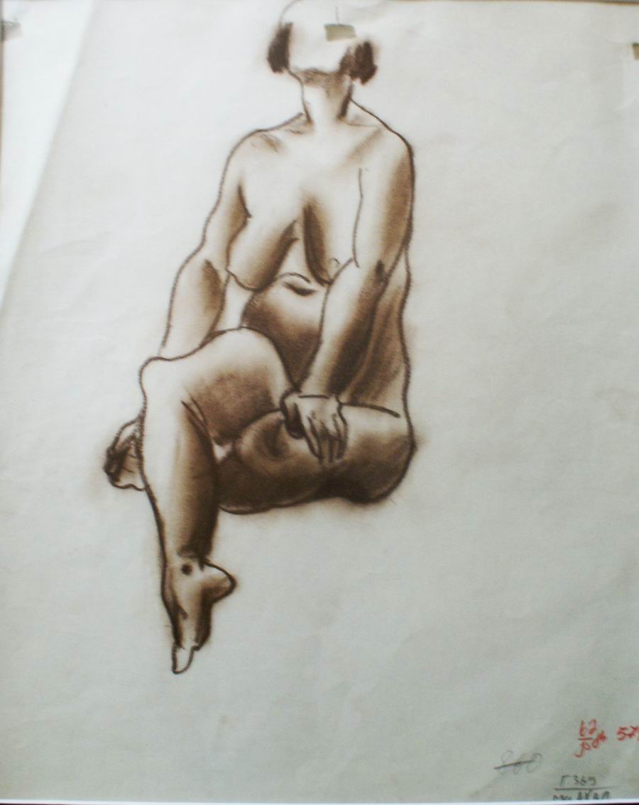 pencil on a paper, 28,2X39,2, Paris 1925-1926, Helen Akhvlediani Museum, Tbilisi, Georgian National Museum