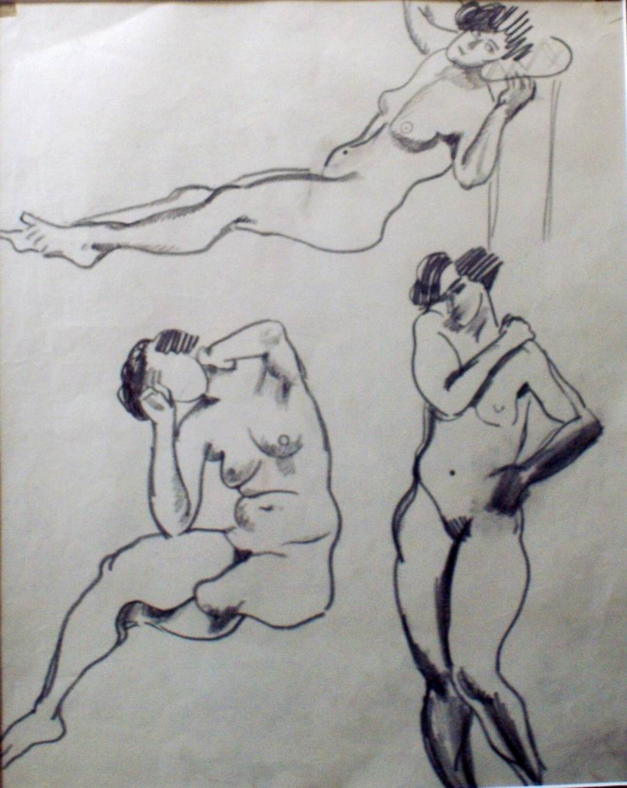 pencil on a paper, 28,2X39,2, Paris 1925-1926, Helen Akhvlediani Museum, Tbilisi, Georgian National Museum