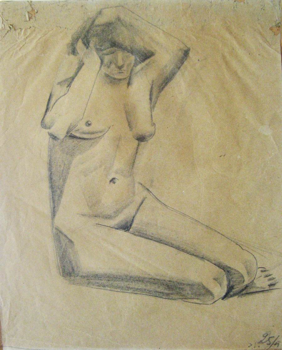 pencil on a paper, 28,2X39,2, Paris 1925-1926, Helen Akhvlediani Museum, Tbilisi, Georgian National Museum