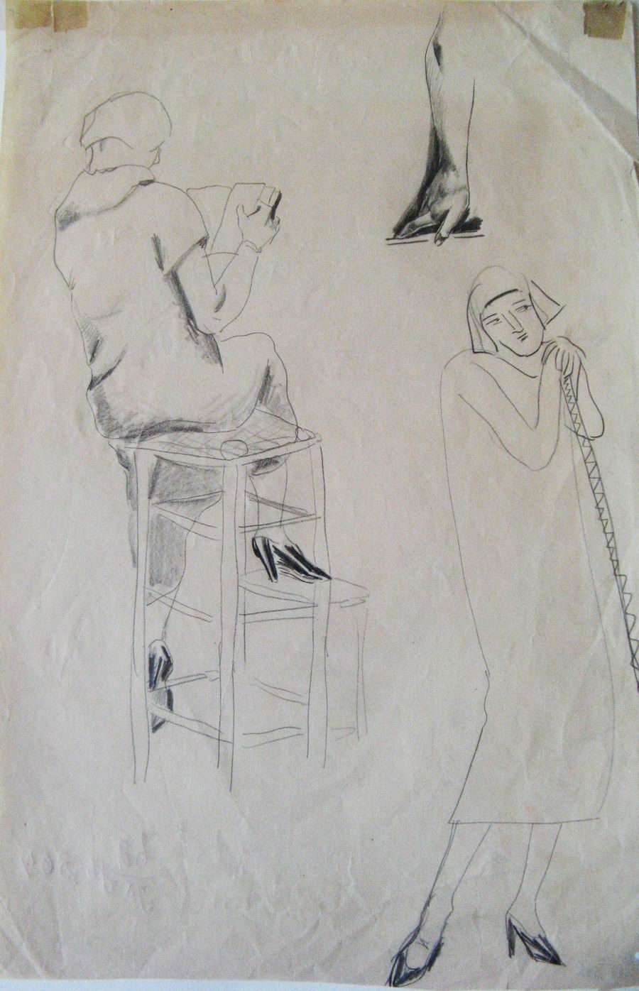 pencil on a paper, 28,2X39,2, Paris 1925-1926, Helen Akhvlediani Museum, Tbilisi, Georgian National Museum