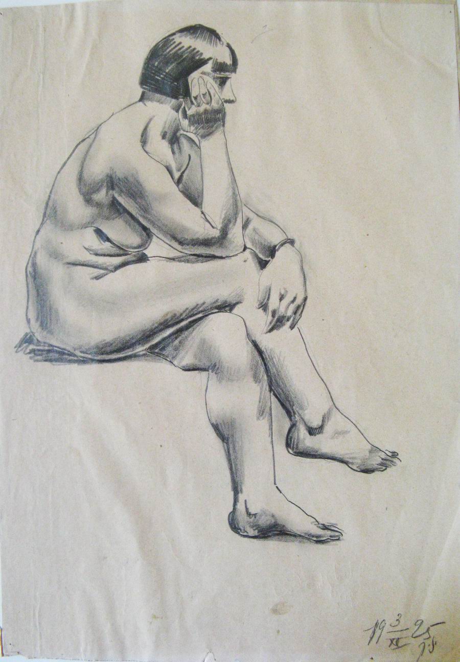 pencil on a paper, 28,2X39,2, Paris 1925-1926, Helen Akhvlediani Museum, Tbilisi, Georgian National Museum