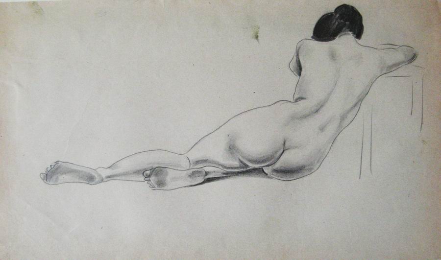 pencil on a paper, 28,2X39,2, Paris 1925-1926, Helen Akhvlediani Museum, Tbilisi, Georgian National Museum