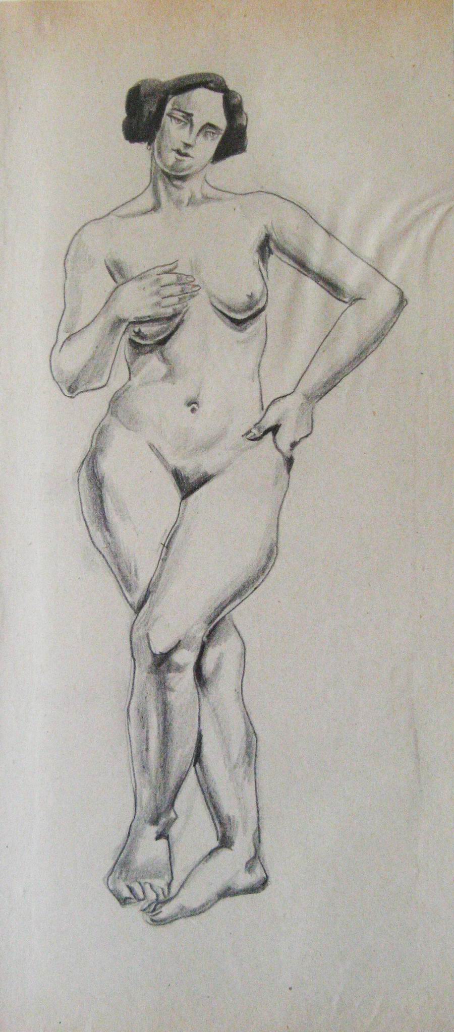 pencil on a paper, 28,2X39,2, Paris 1925-1926, Helen Akhvlediani Museum, Tbilisi, Georgian National Museum
