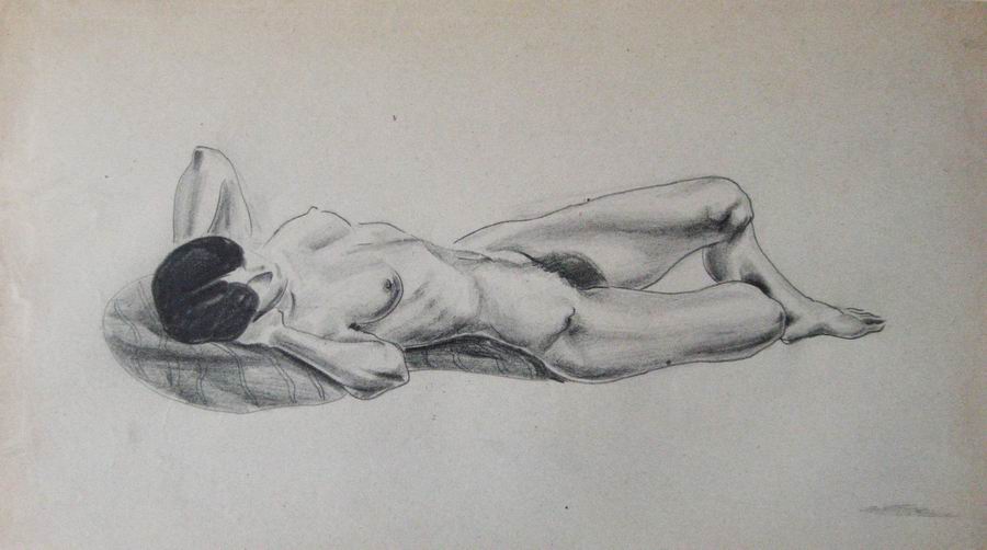 pencil on a paper, 28,2X39,2, Paris 1925-1926, Helen Akhvlediani Museum, Tbilisi, Georgian National Museum