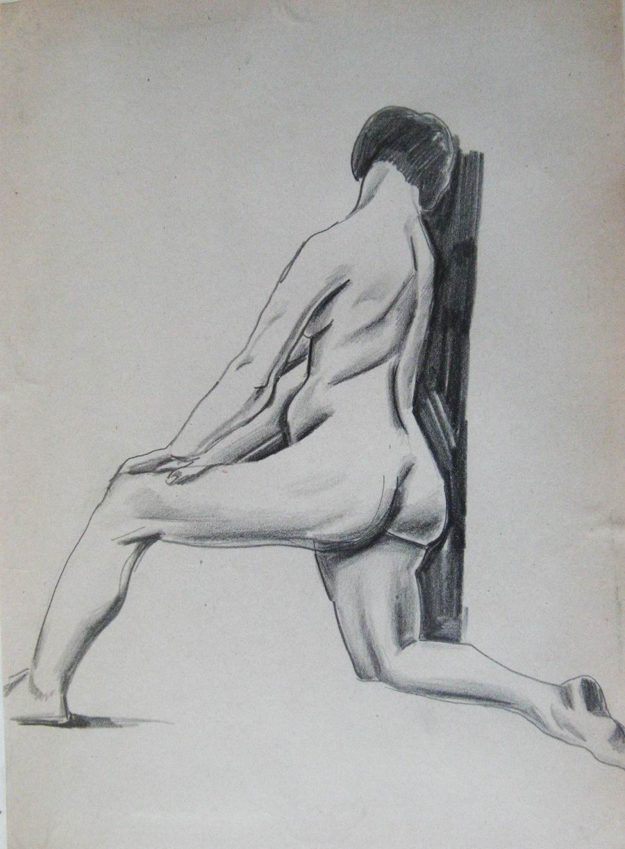 pencil on a paper, 28,2X39,2, Paris 1925-1926, Helen Akhvlediani Museum, Tbilisi, Georgian National Museum