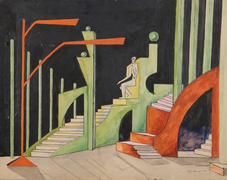 paper, pencil, watercolor, 44X56, Rustaveli Theatre 1925
