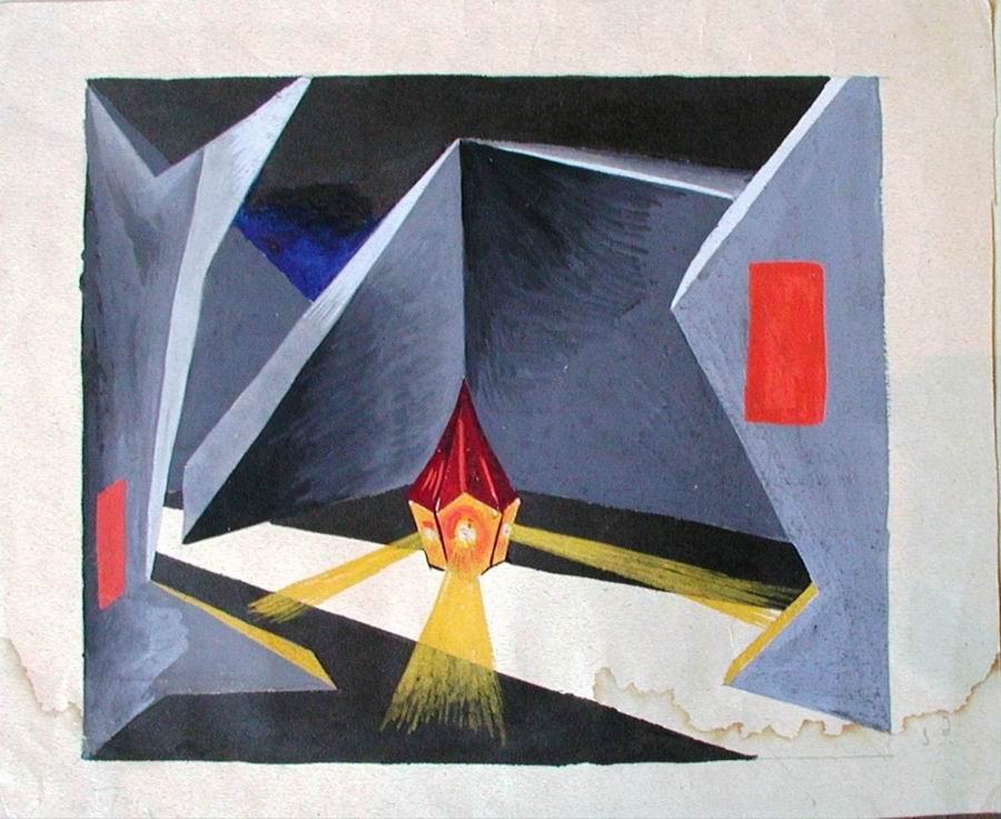 ქაღალდი, გუაში, 28.5X23.5, რუსთაველის თეატრი 1923 თბილისის კინოს, თეატრისა და მუსიკის მუზეუმი 