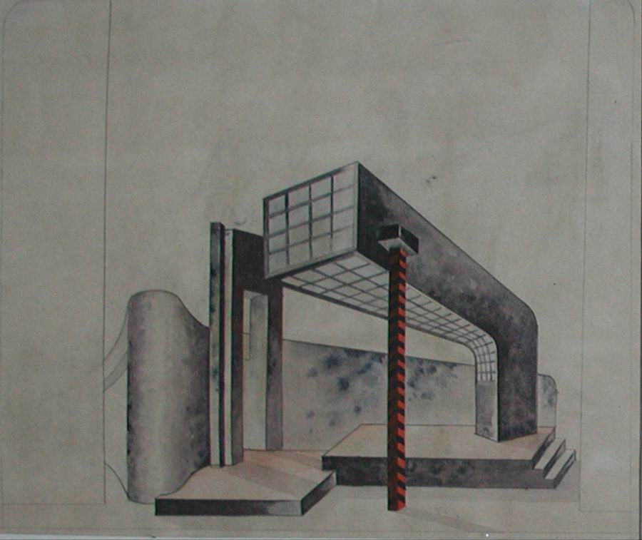 ქაღალდი, გუაში, 33X42, რუსთაველის თეატრი 1929, საქართველოს კინოს, თეატრისა და მუსიკის მუზეუმი