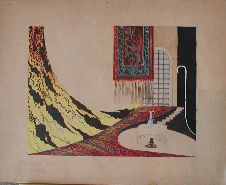 paper, pencil, gouache, 29 X 24, Tbilisi Theatre of Junior Spectator  1933,  Tbilisi Cinema, Theatre and Music Museum