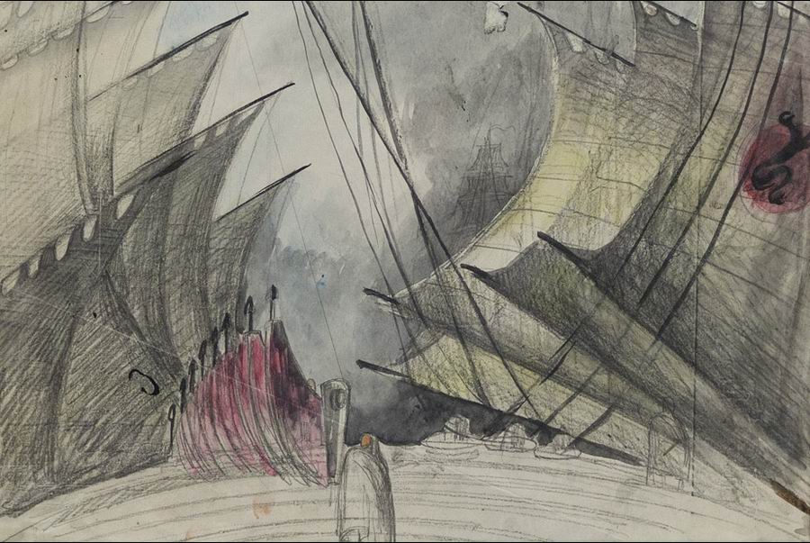 paper, pencil, watercolor, 22x33 1933 State Museum of Drama, Music, Film and Choreography